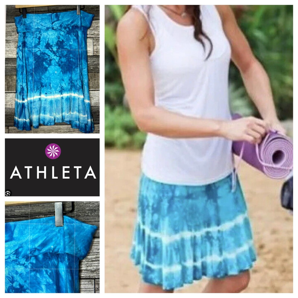 Pink Lotus x Athleta Laya Tie Dye Jersey Knit Flare Skirt M